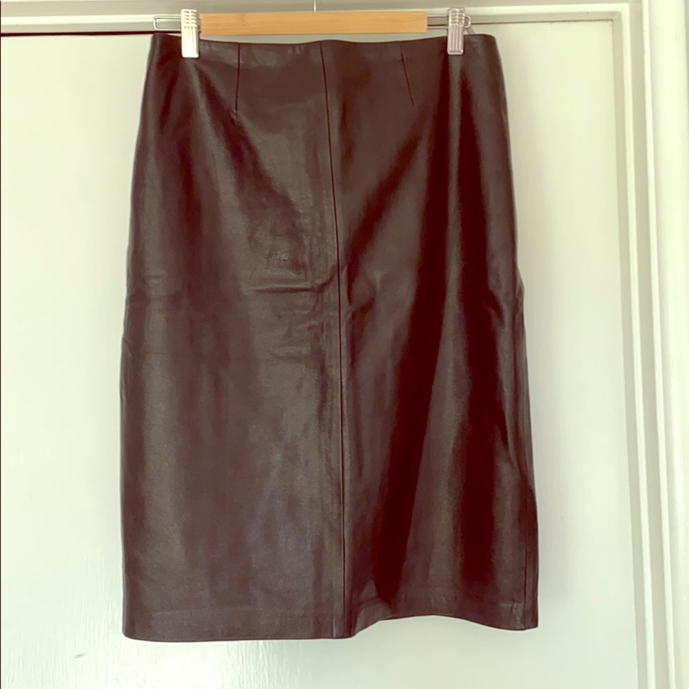 Knee length leather skirt